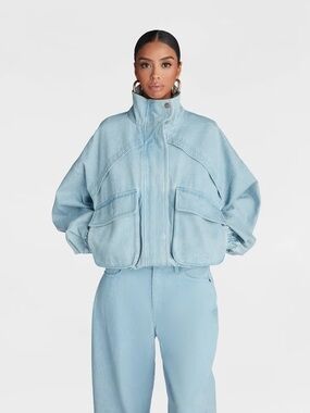 KBB by KAHLANA Women's 'The Denim Bomber Jacket' NWT Size XS Oversized